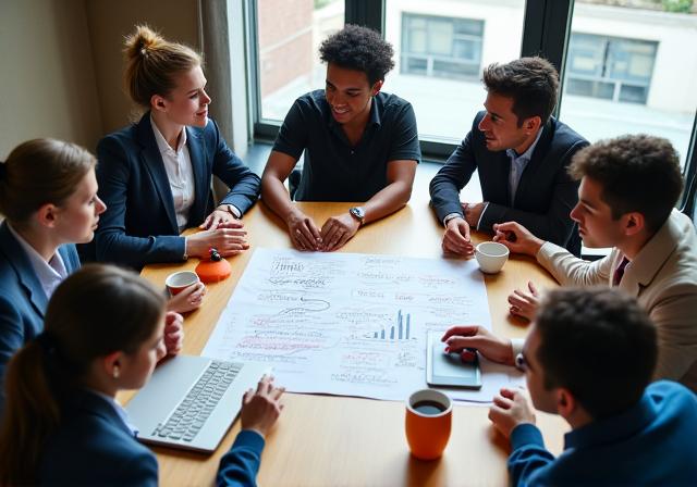 連携して戦略を練るビジネスチーム